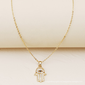 Collar de mano de hamsa de circonía cúbica minimalista para niñas